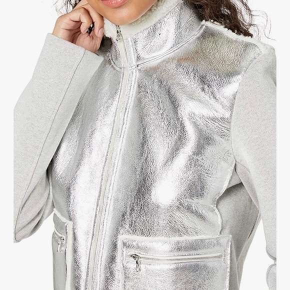 Majestic Filatures Women's Jacket with Metallic Leather Front Pockets - Picture 2 of 11